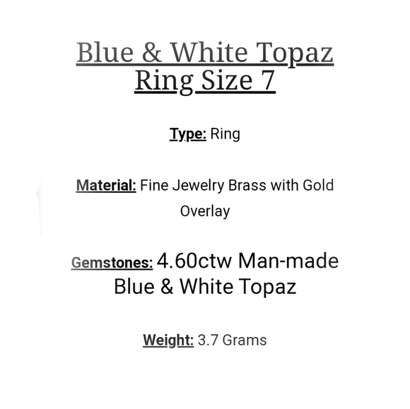 Blue & White Topaz 💙Ring - Picture 6 of 12